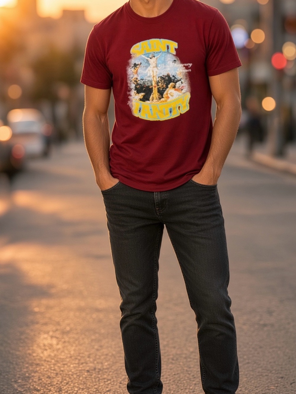 Graphic Tee - Men's Burgundy T-Shirt